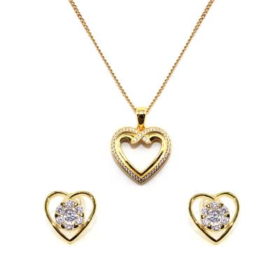 China Who respects the environment; Heart Nickel Free Luxury Gold Plated Jewelry Sets Zircon Women Necklace Earrings Set Designer Jewelry for sale