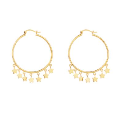 China Other circle earrings with star 18k gold and 925 fashionable big silve circle earrings for women 2021 for sale