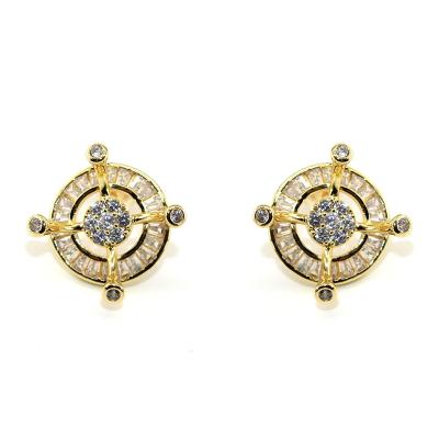 China 2021 Zircon 14k Gold Stud Earrings Wholesale Original Fashionable Women's Quality Single Earring Jewelry for sale