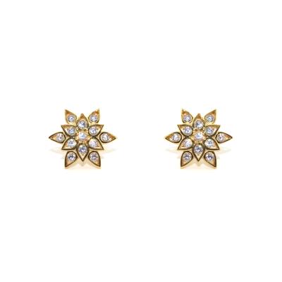 China Trendy hot sale gold vermeil crystals snow personality Sterling fashion popular high quality silver vermeil earrings 2021 for sale