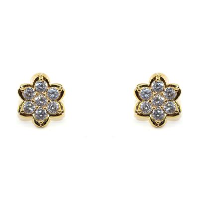 China Hot Selling Fashion Personality Small Flower Vermeil Gold FASHIONABLE Hot Sale Sterling Silver Popular High Quality Crystal Earrings 2021 for sale