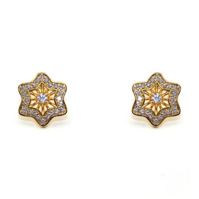 China Hot Selling Fashion Personality Small Flower Vermeil Gold FASHIONABLE Hot Sale Sterling Silver Popular High Quality Crystal Earrings 2021 for sale