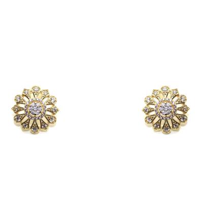 China Christmas Trendy Floral Micro Insert Gold Zircon Stud Earrings Personality Stud Earrings for sale