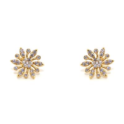 China Fascinating TRENDY Snowflake Zircon Stud Earrings 925 Sterling Silver Jewelry Women Non Tarnish Flower Stud Earrings 2021 for sale