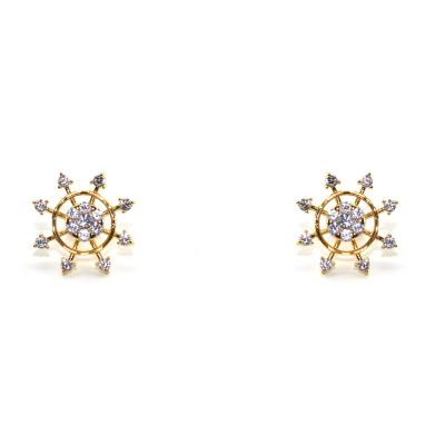 China New Fashionable Personality Snowflake Stud Earrings Listing Micro Insert Gold Fashionable Earrings for sale