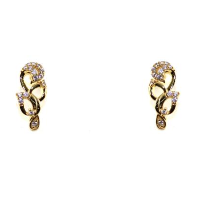 China Floral Design Leaf Shaped Xmas Gift Shiny Micro Christmas Gold Fashion Trendy Insert Earrings for sale