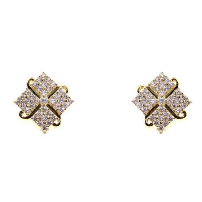 China Fashionable Square Zircon Stud Earrings 14k Gold Plated Sterling Silver Stud Earrings Non Tarnish Women Quality Jewelry for sale