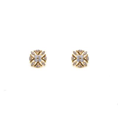 China 925 Sterling Silver Fashionable Square Cut Stone Zircon Inlay Stud Earrings For Women 2021 New Style for sale