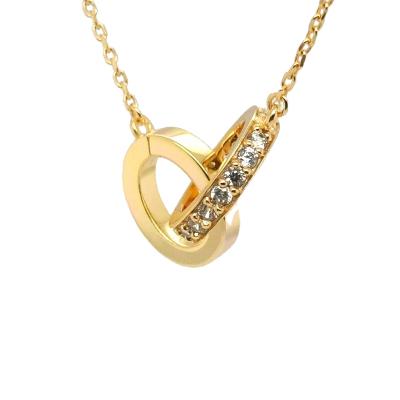 China 2021 Popular Selling Casual/Sporty 14k Gold Plating Double Rings Necklace for sale