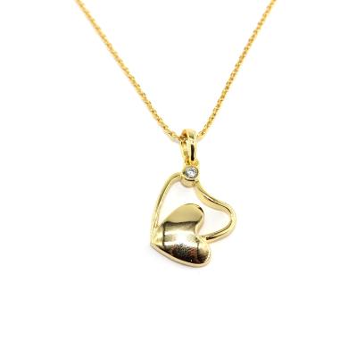 China Office / Career Overlap Heart Necklace 925 Sterling Silver Vermeil 18k Gold Layered Necklace Jewelry for sale