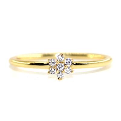 China Flower Ring 14k Gold Vermeil Wedding Diamond Rings Fashion Crystal Trendy Jewelry Women for sale