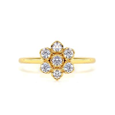 China TRENDY 14k gold plated flower zircon stone ring women sterling silver tranish free jewelry for sale