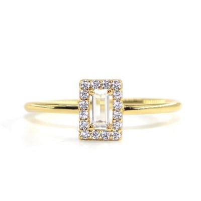 China Romantic Baguette CZ Ring Square Crystal Square Zirconia Rings 925 Sterling Silver Luxury Gold Rings Good Jewelry Women for sale