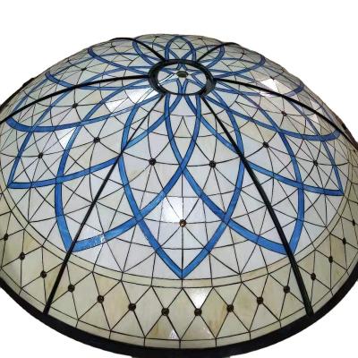 China Exterior custom curved tempered glass double dome stained glass ceiling dome for hotel or house roof skylight glass decor for sale