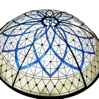 China Bent Decorative Art Exterior Hot Sale Skylight Handmade Welded Color Stained Ceramic Sintered Church Curved Tempered Glass for sale