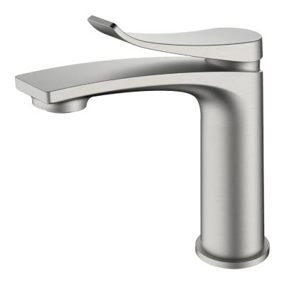 China Other Modern Face Wash Basin Vanity Sink Mixer Hot Cold Water Tap Brass Brushed Nickel  Single Handle Unique Bathroom Basin Faucet for sale