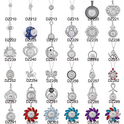 China Retro Round Shape Rhinestone Alloy 18mm Snap On Sale Pendant Necklace Fit DIY Snap Jewelry for sale