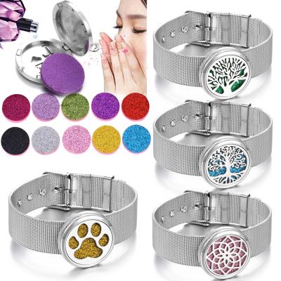 China Different Style Stainless Steel Scent Diffuser Oil Pendant Aromatherapy Watch Strap Casual/Sporty Bracelet for sale