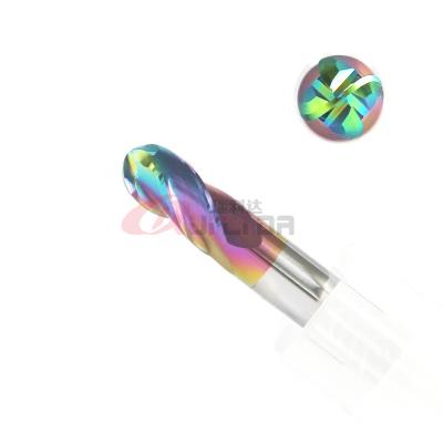 China Flautas de aluminio superficiales Ballnose Endmill del molino de extremo del espejo HRC65 4 con la capa de DLC en venta