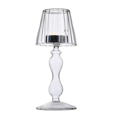 China Glass Table Lamp Shape Candle Holder Transparent Decoration Crystal European Creative Style Wedding Home Love Tea Light Holder for sale