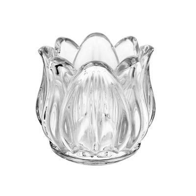 China Factory direct sales creative flower crystal candle holder storage glass cup wax crystal glass candle cup for sale