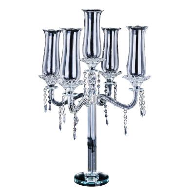 China Desktop decoration centerpiece 5 glass tube candle holder crystal wedding candle holder home wedding table decoration for sale