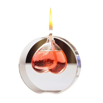 China Hand blown decorative love glass oil lamp round glass ball candle holder hotel wedding home decoration for sale