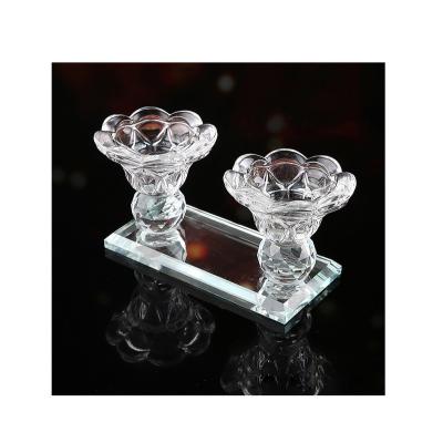 China 2021 Modern minimalist style new crystal crafts transparent glass double head candle holder en venta