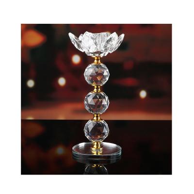 China Factory Direct Sales Lotus Crystal Candlestick Metal Taper Candlestick Candle Holder for sale