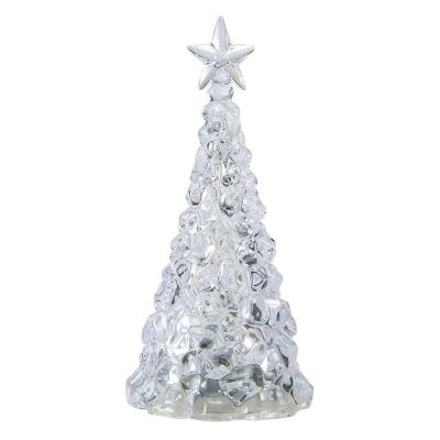 China Acrylic crystal carving Christmas tree night light personality three-dimensional table lamp bedroom bedside lamp zu verkaufen