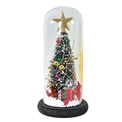 China New Year Christmas Gift LED Light Glass Cover Gift Box Mini Christmas Tree Desktop Creative Decoration Decoration zu verkaufen