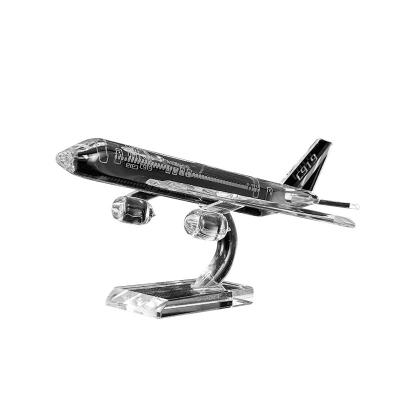 China Crystal airplane model souvenir glass airplane crafts office and home decoration Christmas gifts for sale