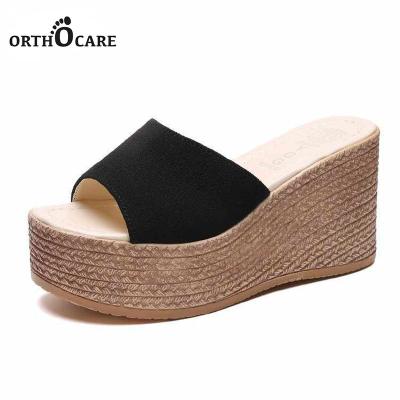 China Fashion Trend Sexy Platform Chunky Wedges Sandal For Women 2022 Summer Slippers New Fashion Design Roll Thick Soled Ladies for sale