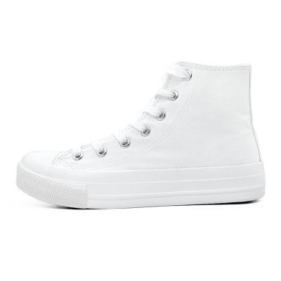 China Custom Made Shoes Women's Fashion Trend Classic Logo Zapatillas Vulcanized High Top Plain White Canvas Sneakers for sale