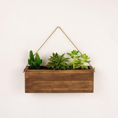 China Modern Home Decoration Vintage Hanging Wooden Planter Box For Succulents And Cactus for sale