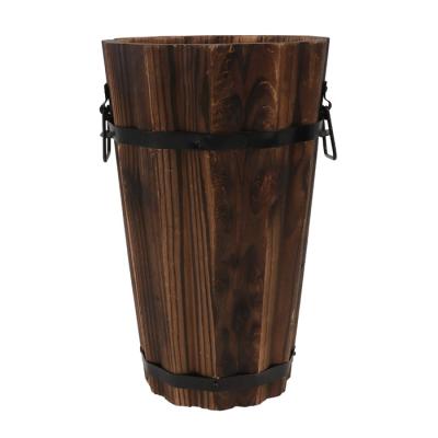 China Modern Rustic Succulent Planter Vintage Garden Patio Garden Whiskey Barrel Planter Wooden Box for sale