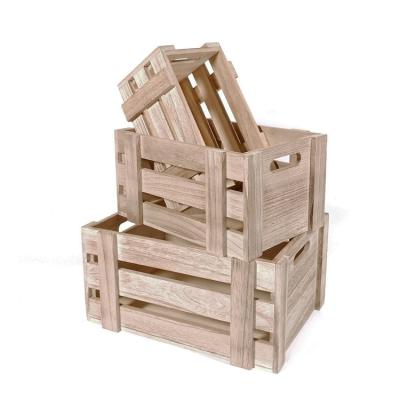 China Decorative Europe Wooden Crates Storage Box Vintage Rustic Wooden Fruit Crate for sale