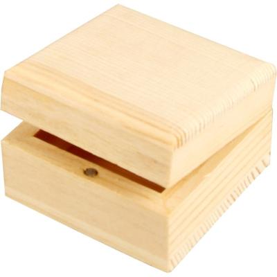 China Wooden handmade unfinished small square wooden jewelry box with magnetic clasp for sale