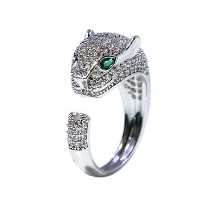 China Wholesale TRENDY Luxury Rhinestone Adjustable Free Leopard Size Jewelry Ring Party Fashion Open Ring for sale