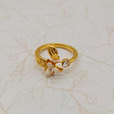 China FASHIONABLE hot creative gold plated pearl design cool feel jewelry girls ring 18K ring for sale