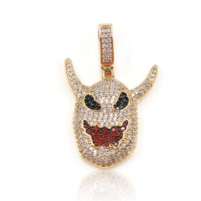 China Hiphop / Rock Hip Hop Custom 18K Gold Plated Iced Out Zircon Jewelry Gifts Funny Ghost Face Pendants for sale