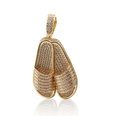 China Wholesale Hiphop/Ice Dangle Jewelry Custom High Quality Rock Out Hip Hop Slipper Shape Elite Dangle Brass Zircon Unisex Fine Jewelry 30g for sale