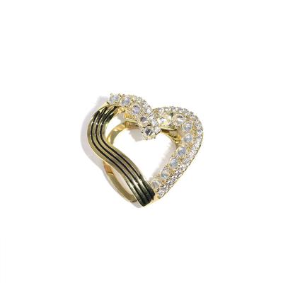 China Women Wedding Them Luxury Dual Function Brooches Rhinestone Brooch Heart Shape Brooch New Design Brass for sale