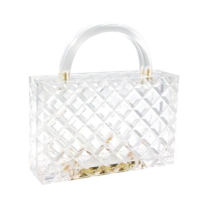 China Factory Customized Acrylic Evening Clutch Bag Thick Acrylic Square Women Party Acrylic Clutch Bag for sale