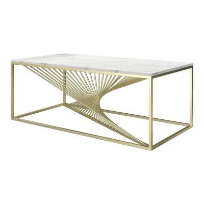 China Wholesale Nordic Golden Stone Metal Stainless Steel Frame Luxury Smart Modern Marble Coffee Table Adjustable For Home Living Room for sale