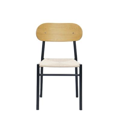 China Modern European Style Iron Metal Frame Designer Oak Plywood Chair Restaurant School Dining Chair for sale