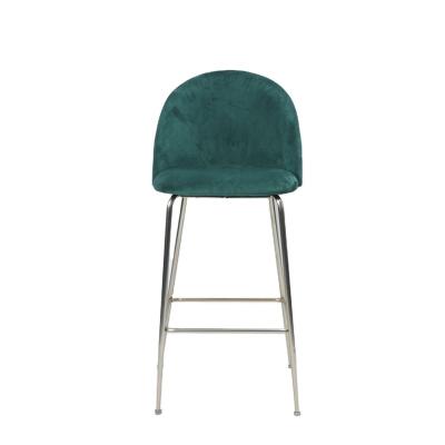 China Modern Modern Metal Bar Chair Gold Plated Luxury Metal Legs European Classic Style With Stainless Steels Velvet Green Bar Stool for sale