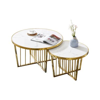 China Nordic modern metal legs a set of living room prep table stainless steel cheap round coffee table for sale