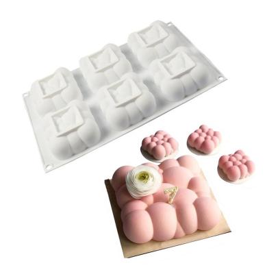 China Home Viable French Silicone Cloud Shape Chocolate DIY Dessert Tool 6 Mousse Cake Baking Mold for sale