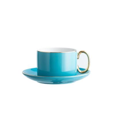 China Light Luxury Straight Color Ceramic Coffee Cup And Saucer Factory Wholesale Household Style Viable Hot Selling Commercial Ceramic for sale